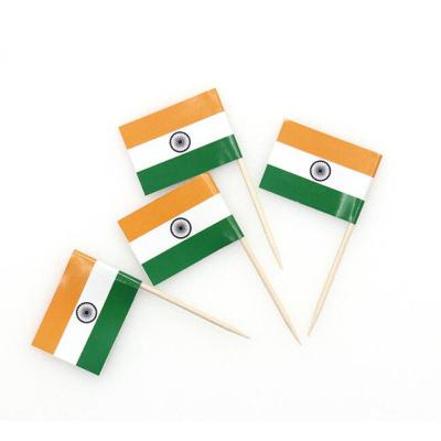 China Disposable Customized Cocktail Sticks Party Birthday Wedding Cake Accessories Decorations Toothpicks India Flag With Customize Logo for sale