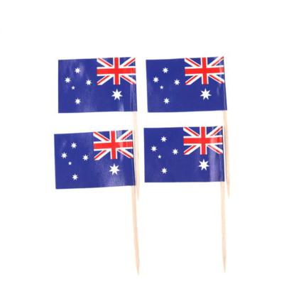 China Disposable Customized Cocktail Sticks Party Birthday Wedding Cake Accessory Decorations Toothpicks Australia Flag With Customize Logo for sale