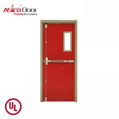 China Modern ASICO UL Listed Commercial Exterior External Fire Rated Steel Emergency Exit Doors With Panic Push Bar for sale