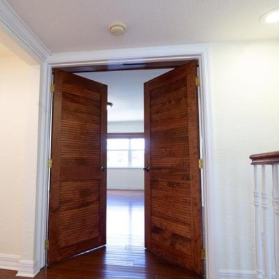 China ASICO Modern Natural Wood Veneered Main Door Designs Double Door For House for sale