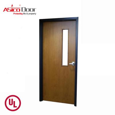 China ASICO Double Sheet Wood UL Listed 45 Mins Fire Rated Wood Exit Door For School for sale