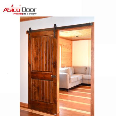 China 42 modern in. x 84 in. Interior Z-Bar Knotty Alder Barn Door Slab with Sliding Door Hardware Kit for sale