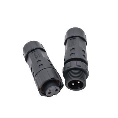 China AOHUA M12 2 pin power/signal wire assembly waterproof male female ip67 connector for outdoor for sale