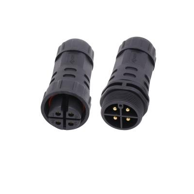 China AOHUA Power 4 PIN Male To Female Power Wire To Wire Waterproof Screw Connector M25 for sale