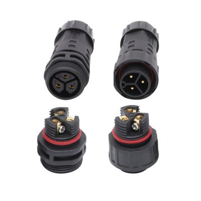 China AOHUA Power 3 Pin Wire Screw Waterproof Male Connector for sale