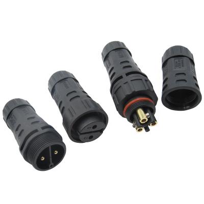 China Power AOHUA 2 3 4 Pin Screw Led Power Cable Male Female Lightweight Waterproof Connector for sale