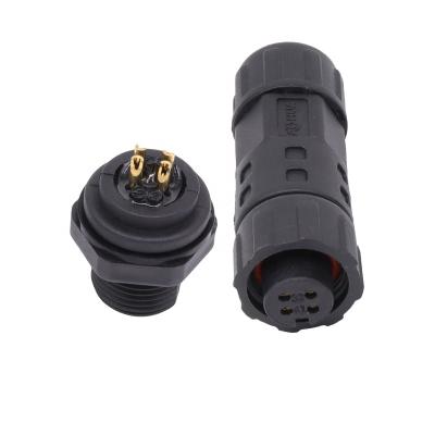 China AOHUA Power PCB Electrical Current Signal Wire Male Panel Mount 4 Pin Connector Waterproof Socket for sale