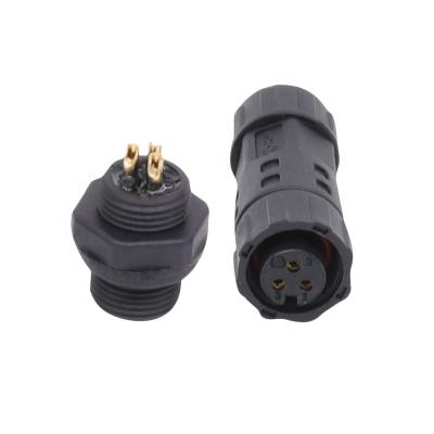 China AOHUA Male Power Panel Mount Waterproof Female Socket 3pin Panel Wire Connector for sale