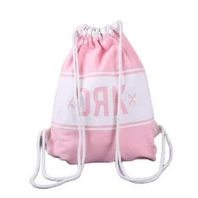 China Shopping Bag Customized Cute Pink Canvas Drawstring Canvas Storage Tote Shopping Bag for sale