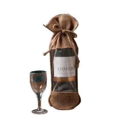 China Handled Manufacturers Wholesale OEM Portable Custom ODM Logo One Tow Bottle Jute Wine Bag With Handle for sale