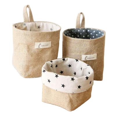 China Mini Custom Portable Small Batch Creative Jute Sundries Storage Eco - Friendly Office Bag for sale