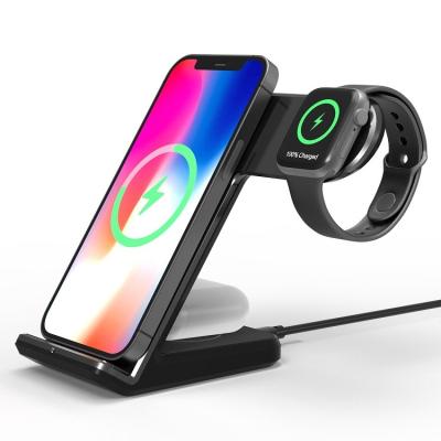 China Smart Watch 3 in 1 Qi Wireless Charger 15w Fast Charging for iPhone, Smart Watch, Airpods, Three-in-one Wireless Charger for sale