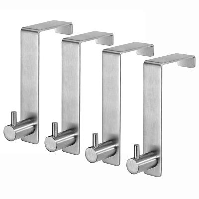 China Modern Over The Door Hook, TEKI 4-Pack Stainless Steel Over The Door Robe Towel Coat Hat Clothes Hook (Silver 4.0) for sale