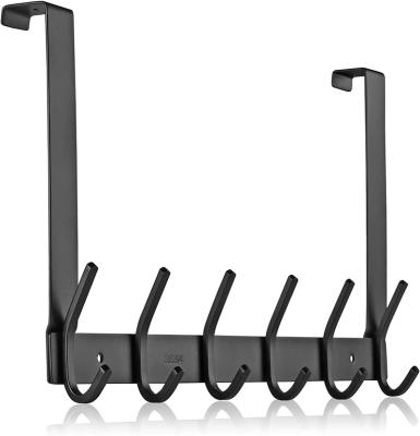 China Multifunctional Door Hook Holder (Thickness 4.5cm) No Drilling Required Stainless Steel With 6 Hooks Coat Hooks for sale