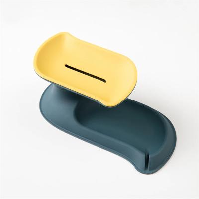 China Modern Rotary Leaf Shaped Plastic Soap Organizer Dish Holder Household Toilet Draining Soap Box for sale