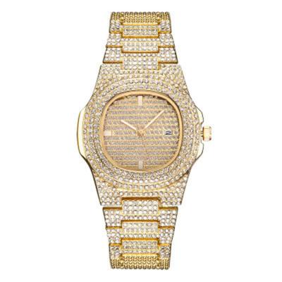 China Luxury Luminous Mens Watches Iced Out Gold Diamond Watch for Men Adjust Quartz Wrist Watch for sale