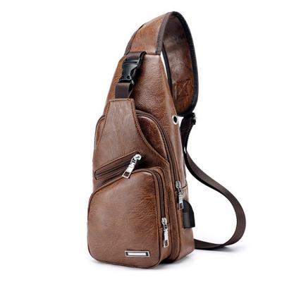 China New PU Shoulder Bags USB Charging Cross - Anti Theft Body Chest Bag PU Leather Short Travel Messengers Bag for sale