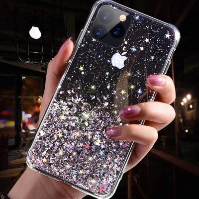 China Plastic Luxurious Epoxy Glitter Bling Sequin Cell Phone Case Clear Cell Phone Case for sale