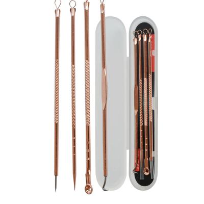 China 4PCS Black Head Blackhead Extractor Rose Gold Black Dots Cleaner Acne Blemish Remover Needles Set Anthracnoses Peep Cleanser Tool for sale