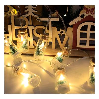 China Beautiful Personalization Christmas Tree Decoration and Snow Scene Glass Bottle Wishing Bottle Led String Lights for sale