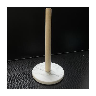 China Hot Sales Hotel Decoration Minimalist Stand Kitchen Wooden Marble Tissue Roll Rack for sale