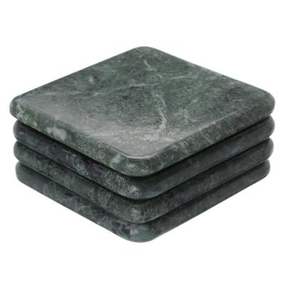 China Sustainable Creative Home Genuine Green Marble Stone Set Of 4 Seater Coaster Set for sale