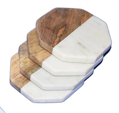 China Sustainable Factory New Custom Marble & Wood Coaster Set of 4 for sale