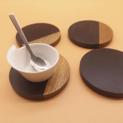 China Factory Direct Sustainable Design Luxury Custom Round Slate Wooden Tableware Coaster for sale