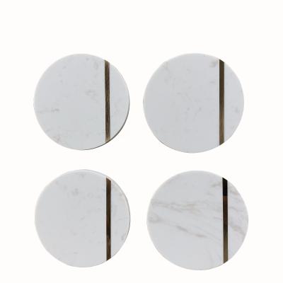 China 2021 creative new style viable gold plated marble coasters set with copper for hot sale for sale