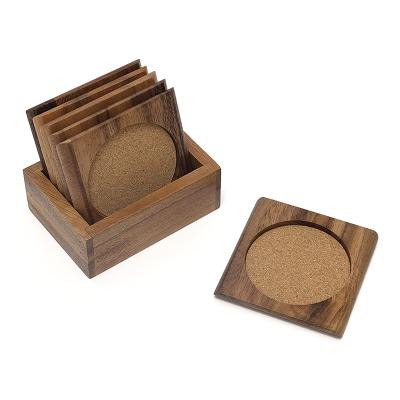 China Sustainable Gift Box Home Decoration Custom Printed Bamboo Wooden Coaster Set For BSCI Beverage Audit Factory for sale