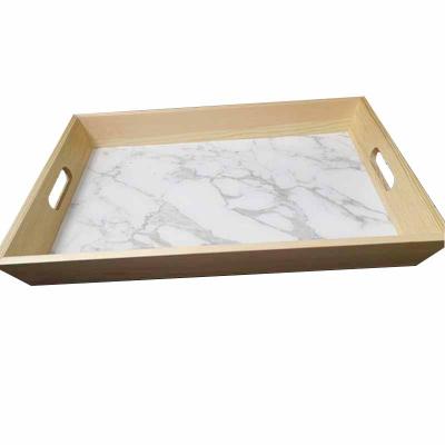 China Europe Factory Direct Luxury Tableware Jewelry Storage Wooden Tray With PU Leather Surface for sale