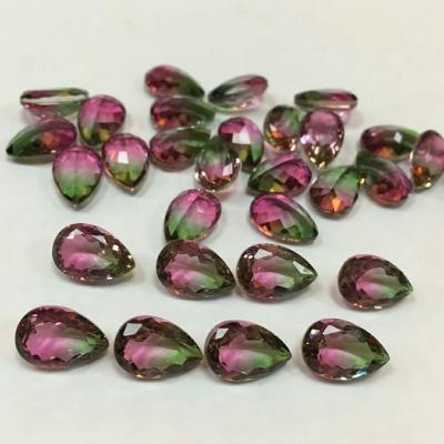 China Bi Color Watermelon Tourmaline Pear Faceted Cut Mutil Color Watermelon Tourmaline Gemstone Product for sale