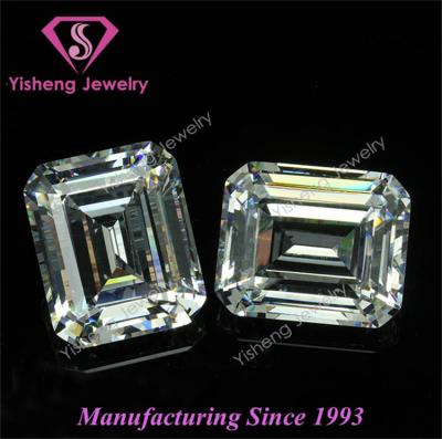 China Synthetic Loose Diamonds Emerald Cut White Cubic Zirconia Fake Heat Resistant Zircon Gemstones for sale