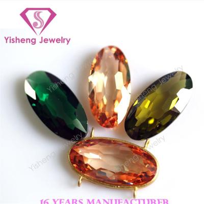 China Heat Resistant Faceted Zirconia Stone Cut Olive 20x10mm Synthetic Gemstones For Jewelry for sale