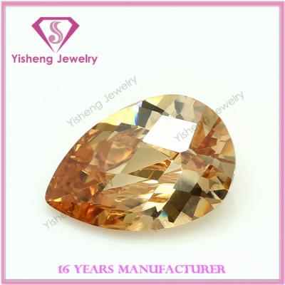 China Zircon Champagne Heat Resistant Pear Loose Zircon Stone For Fashion Accessories for sale