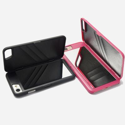 China Plastic + PU Leather Colorful Magic Mirror Make Up PU Leather Phone Case For iphone7 plus for sale