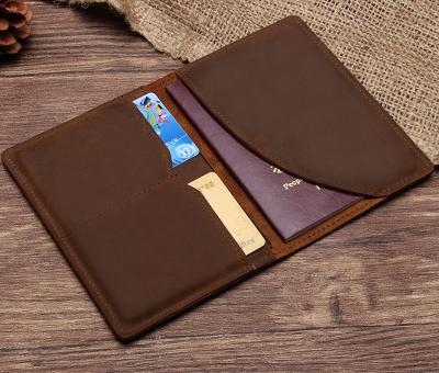 China Retro Fashion Cowhide Crazy Horse Card Holder Passport Holder Wallet Leather Case for sale