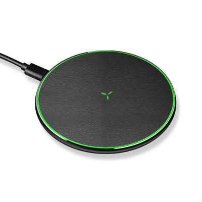 China Mobile Phone Charging Best Wireless Charger Leather 15W Wireless Charger With Light for sale