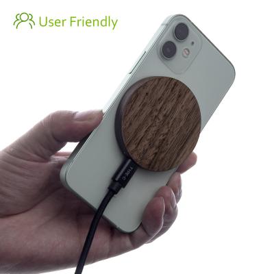 China Mobile Phone Charger 15W Fast Charging Wooden Wireless Magnetic Wireless Charger For iPhone for sale