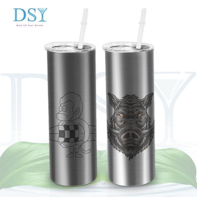 China Viable Pre-Sanded Cups Double Wall Insulated Vacuum Stainless Steel Water Bottles 20oz Sanded Straight Lean Tumbler With Lid Straw for sale