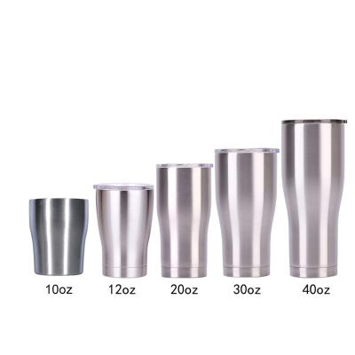 China Viable Manufacturer 12oz 20oz 30oz 40oz Tumbler Cups Double Wall Vacuum Insulated Modern Curve Stainless Steel Tumbler In Bulk for sale