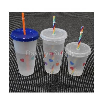 China RTS Weekly 16oz 24oz Viable Promotional Wholesale Confetti Tumbler Plastic Cup Color Changing Tumbler With Straw And Lid for sale