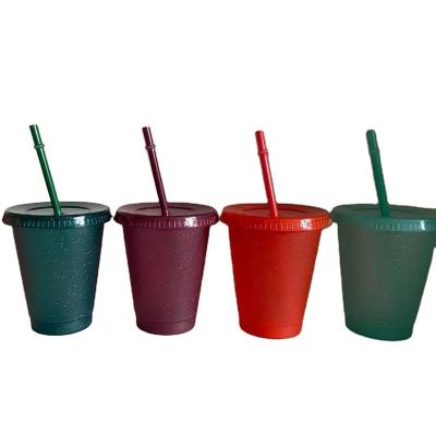 China Wholesale Viable Plastic Cups 16oz 24oz Colorful RTS Glitter Color Tumbler Do Not Color Changing Cup Tumbler With Straw And Lid for sale