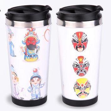 China Durable Outdoor Plastic Inside 450ml Steel Travel Mug With Paper/Photo Insert Story Board Mug Creative Double Wall Water Bottle for sale