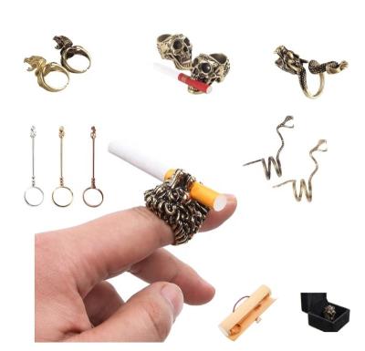 China Popular Creative Snake Skeleton Cobra Jellyfish Dragon Lion Gift Adjustable Metal Copper Ring Cigarette Holders for sale