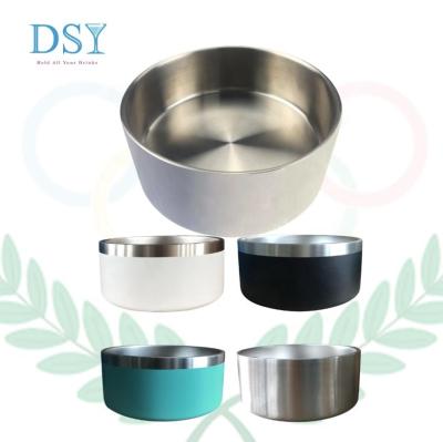 China DSY Wholesale Viable 64oz 32oz Non Slip Insulated Stainless Steel Pet Bowl With Rubber Ring White Food Sublimation Dog Feeding Bowls for sale