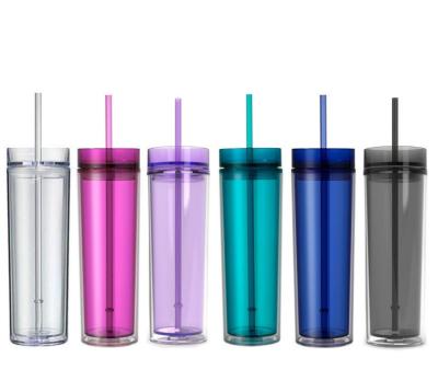 China Viable Reusable Clear Plastic 16oz Cups Insulated Blossom Ice Cream Tumbler With Lid And Straw Acrylic Skinny Tumblers for sale