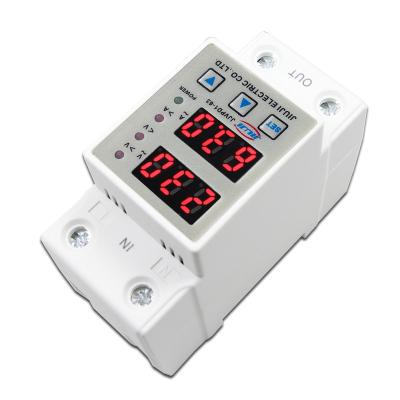 China JIW 63A DinRail 230V adjustable over and under voltage protector relay protection device with overload over current protection for sale