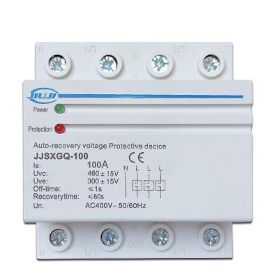 China SVC 100A 380V 4P Three Phase Four Wire Auto Recovery Over Under Voltage Protector Reconnect Protective Device Din Rail Relay for sale