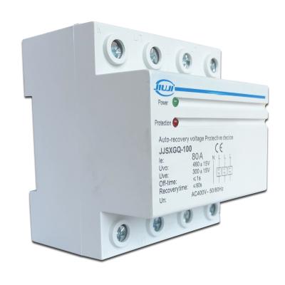 China SVC 80A 380V 4P Three Phase Four Wire Auto Recovery Over and Under Voltage Protector Reconnect Protective Device Din Rail Relay for sale